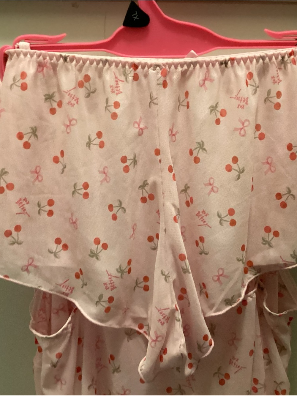Betsey Johnson XL Pink Cherry-Print Cami & Shorts Sleep Set - Picture 3 of 7